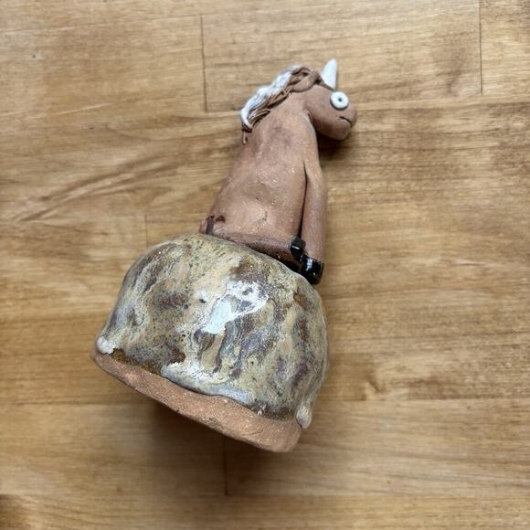 Art Pottery Signed Unicorn Whimsical Funny Ugly Clay Bell Rattle Figurine OOAC - Picture 11 of 11
